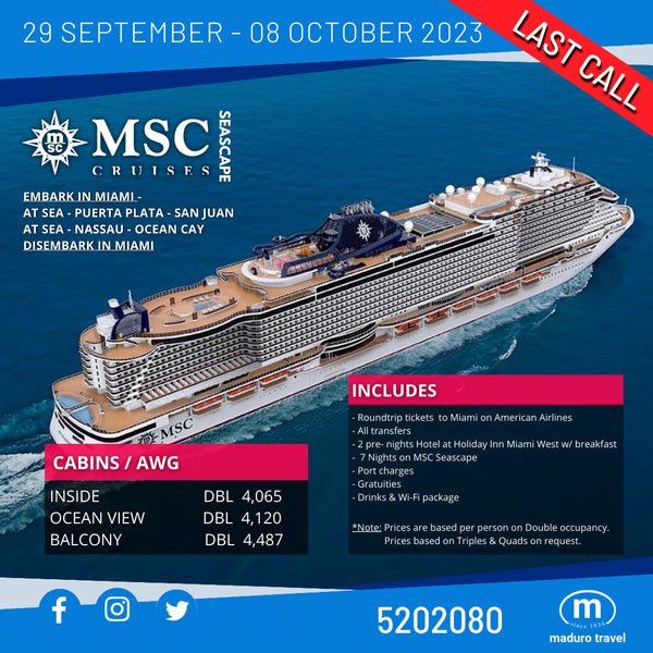 MSC Seascape Herfst Vacantie 2023 ***LAST CALL***