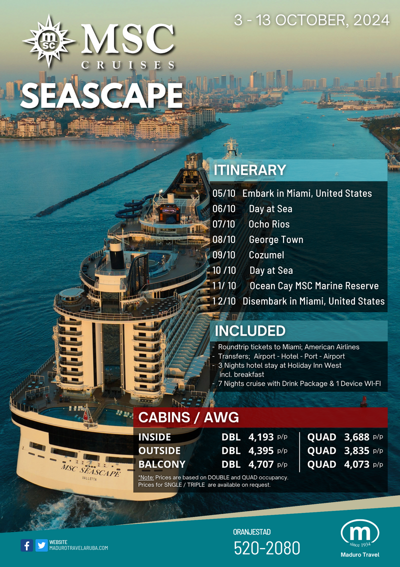 MSC Seascape Herfst Vacantie 2024