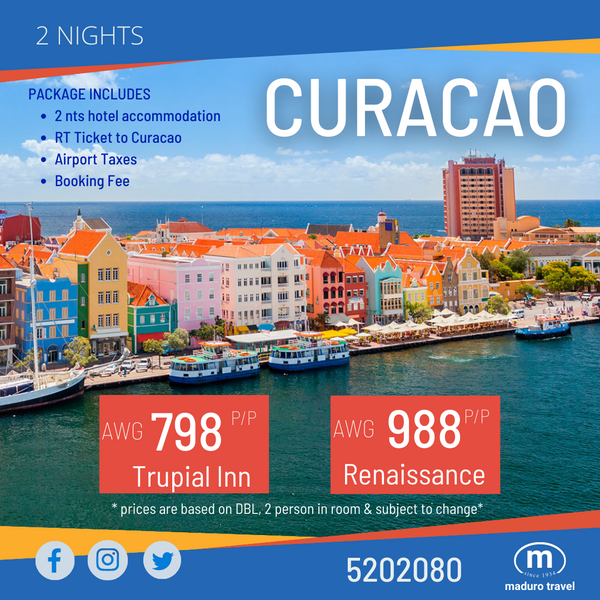 Curacao Get-away with Trupial Inn Hotel & Renaissance Resort